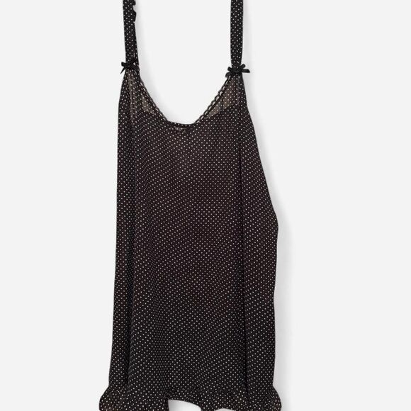 Source Unknown Dresses & Skirts - Vintage Style Sheer Black & White Polka Dot Ruffle Slip Dress - Plus Size 4XL